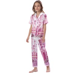 Pink Castle Kids  Satin Short Sleeve Pajamas Set by Jancukart