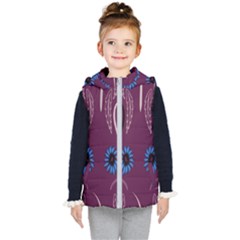 Folk Flowers Print Floral Pattern Ethnic Art Kids  Hooded Puffer Vest by Eskimos