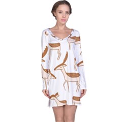 Cute Animal Deer Long Sleeve Nightdress by artworkshop