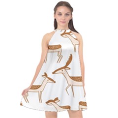 Cute Animal Deer Halter Neckline Chiffon Dress  by artworkshop