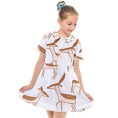 Cute Animal Deer Kids  Short Sleeve Shirt Dress by artworkshop