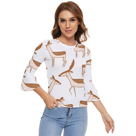 Cute Animal Deer Bell Sleeve Top by artworkshop