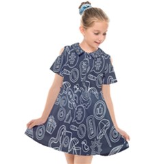 Internet Planet Drinks Kids  Short Sleeve Shirt Dress by artworkshop