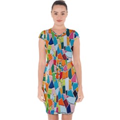 Mosaic Tiles Capsleeve Drawstring Dress  by artworkshop