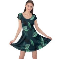 Plant Leaves Cap Sleeve Dress by artworkshop