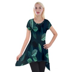 Plant Leaves Short Sleeve Side Drop Tunic by artworkshop