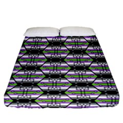 Hackers Town Void Mantis Hexagon Agender Nine 9 Stripe Pride Flag Fitted Sheet (queen Size) by WetdryvacsLair