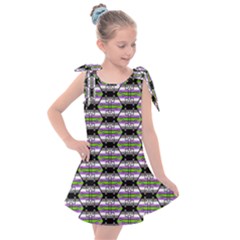 Hackers Town Void Mantis Hexagon Agender Nine 9 Stripe Pride Flag Kids  Tie Up Tunic Dress by WetdryvacsLair