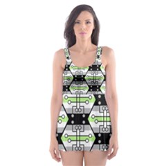 Hackers Town Void Mantis Hexagon Agender Pride Flag Skater Dress Swimsuit by WetdryvacsLair