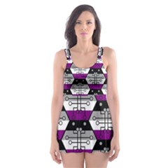 Hackers Town Void Mantis Hexagon Asexual Ace Pride Flag Skater Dress Swimsuit by WetdryvacsLair