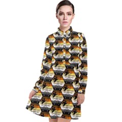 Hackers Town Void Mantis Hexagon Bear Pride Flag Long Sleeve Chiffon Shirt Dress by WetdryvacsLair