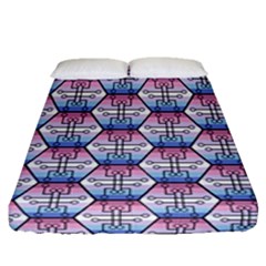 Hackers Town Void Mantis Hexagon Bigender Seven 7 Stripe Pride Flag Fitted Sheet (queen Size) by WetdryvacsLair