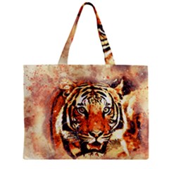 Tiger-portrait-art-abstract Zipper Mini Tote Bag by Jancukart