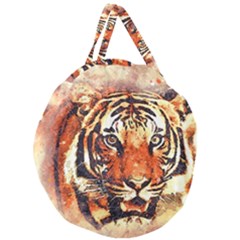 Tiger-portrait-art-abstract Giant Round Zipper Tote by Jancukart