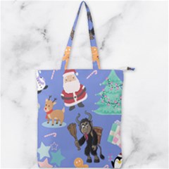 Blue Krampus Christmas Double Zip Up Tote Bag by NerdySparkleGoth