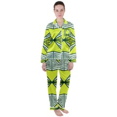 Abstract Pattern Geometric Backgrounds  Satin Long Sleeve Pajamas Set by Eskimos