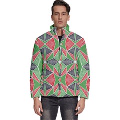 Abstract Pattern Geometric Backgrounds  Men s Puffer Bubble Jacket Coat by Eskimos