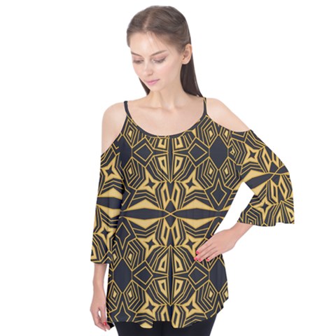 Abstract Pattern Geometric Backgrounds Flutter Sleeve Tee  by Eskimos