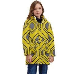 Abstract Pattern Geometric Backgrounds Kid s Hooded Longline Puffer Jacket by Eskimos