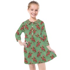 Flowers-b 002 Kids  Quarter Sleeve Shirt Dress by nate14shop