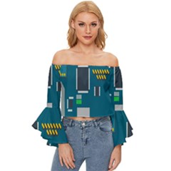 Amphisbaena Two Platform Dtn Node Vector File Off Shoulder Flutter Bell Sleeve Top by Sapixe