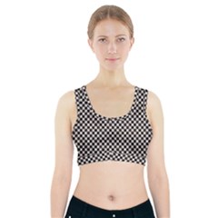 Black And White Watercolored Checkerboard Chess Sports Bra With Pocket by PodArtist