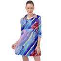 Painting-abstract-blue-pink-spots Mini Skater Shirt Dress View1