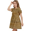 Esparto-tissue-braided-texture Kids  Bow Tie Puff Sleeve Dress View3