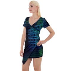 Technology-artificial-intelligence Short Sleeve Asymmetric Mini Dress by Jancukart