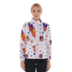 Seamless-pattern-with-spaceships-stars 005 Women s Bomber Jacket by nate14shop