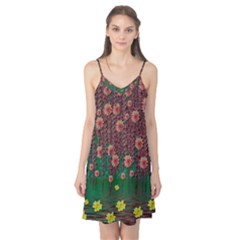 Floral Vines Over Lotus Pond In Meditative Tropical Style Camis Nightgown by pepitasart