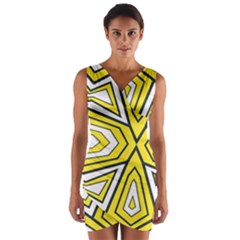 Abstract Pattern Geometric Backgrounds  Wrap Front Bodycon Dress by Eskimos