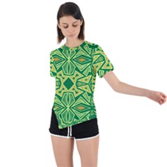 Abstract Pattern Geometric Backgrounds Asymmetrical Short Sleeve Sports Tee by Eskimos