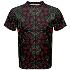 Folk Flowers Print Floral Pattern Ethnic Art Men s Cotton Tee by Eskimos