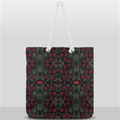 Folk Flowers Print Floral Pattern Ethnic Art Full Print Rope Handle Tote (large) by Eskimos