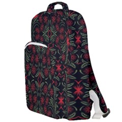 Folk Flowers Print Floral Pattern Ethnic Art Double Compartment Backpack by Eskimos