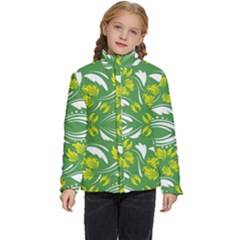 Folk Flowers Print Floral Pattern Ethnic Art Kids  Puffer Bubble Jacket Coat by Eskimos