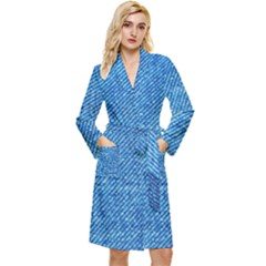 Jeans Blue  Long Sleeve Velour Robe by artworkshop