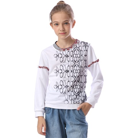 Im Fourth Dimension Black White 7 Kids  Long Sleeve Tee With Frill  by imanmulyana