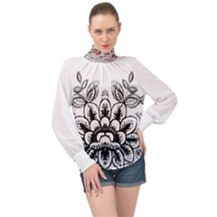 Im Fourth Dimension Black White 10 High Neck Long Sleeve Chiffon Top by imanmulyana