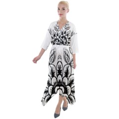 Im Fourth Dimension Black White 10 Quarter Sleeve Wrap Front Maxi Dress by imanmulyana