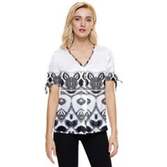 Im Fourth Dimension Black White 12 Bow Sleeve Button Up Top by imanmulyana