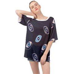 Eyes Evil Eye Blue Pattern Design Oversized Chiffon Top by artworkshop