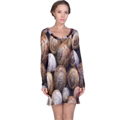 Snail Shells Pattern Arianta Arbustorum Long Sleeve Nightdress by artworkshop