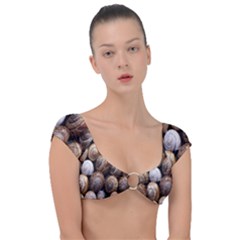 Snail Shells Pattern Arianta Arbustorum Cap Sleeve Ring Bikini Top by artworkshop