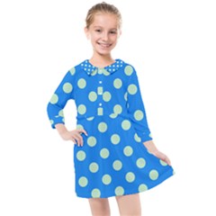 Polka-dots-blue Kids  Quarter Sleeve Shirt Dress by nate14shop