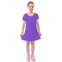 Polka-dots-lilac Kids  Short Sleeve Velvet Dress by nate14shop