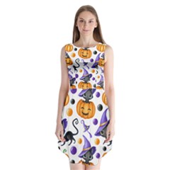 Halloween Cat Pattern Sleeveless Chiffon Dress   by designsbymallika