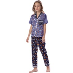 Floral Plants Jungle Polka 3 Kids  Satin Short Sleeve Pajamas Set by flowerland