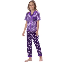 Pattern Seamless Stars Clouds Kids  Satin Short Sleeve Pajamas Set by flowerland